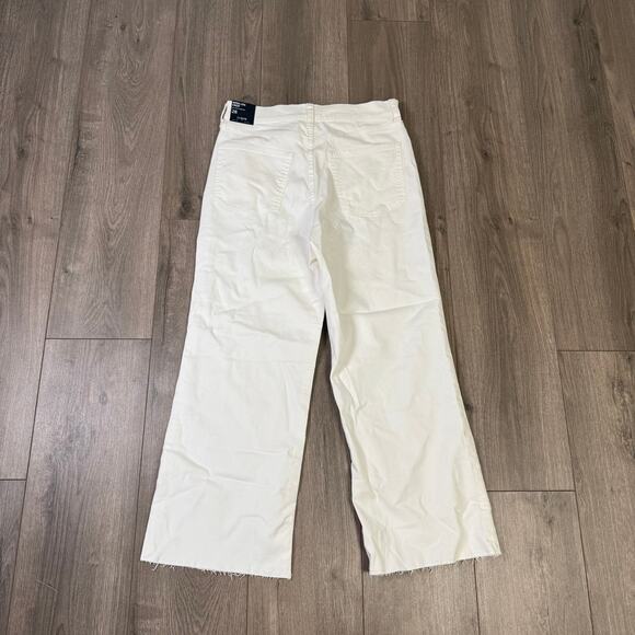 J.Crew Wide-Leg Cut Hem Jean WMNs 28 White Denim Hi-Rise Raw Hem Tall BR051 Crop - Picture 7 of 9